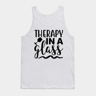 Therapy In A Glass. Funny Wine Lover Quote. Tank Top